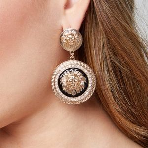 lion medallion earrings
